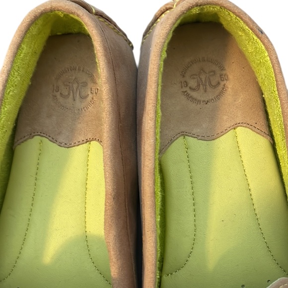 JOHNSON & MURPHY SUEDE LOAFER SLIPPER W/ LIME GREEN ACCENT & RUBBER SOLE SZ 7 M - Picture 6 of 10